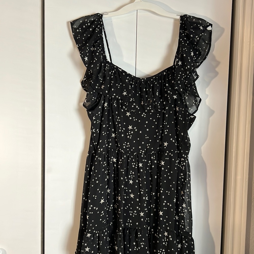 Black star print maxi dress, M